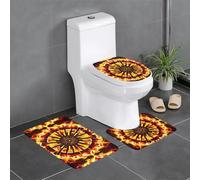 BLWSLC Turning The Flame Lot de 3 tapis de bain imprimés pour toilettes, baignoires et salles de douche en forme de U
