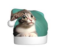 BLWSLC Un chapeau de Noël pour adulte avec motif de chat curieux, chapeau décoratif, adapté pour le réveillon du Nouvel An, les fêtes de vacances ou Noël