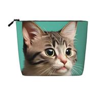BLWSLC Une trousse de maquillage à une couche imprimée chat curieux, sac de rangement, adapté pour le rangement quotidien, un incontournable pour les voyages d'affaires.