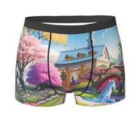 BLWSLC Unicorn Fairy Tale Printed Men's Boxer Slip Stretch Leggings, Noir/blanc, S