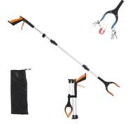 BlyeMichdi 109 Cm Pince Ramasse Objet, Pince Telescopique avec Crochet Magnétique, Pince de Préhension Ergonomique, Pliable Rotative 360° Pince Ramasse Dechets, Outils de Ramassage, Orange