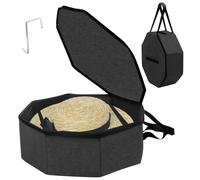 BlyeMichdi Boîte à Chapeaux pour Voyage et Rangement, 43x43x18CM, Organiseur de Chapeaux Pliable avec Fermeture éclair, Boîtes à Chapeau avec Couvercle, Avec Poignées et Bandoulière, Noir