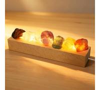 BlyeMichdi Boule de Cristal de Verre en 7 Couleurs avec Lumière LED, Lampe d'Ambiance LED en Cristal de l'Himalaya, Lampe USB Sel de l'Himalaya, Unique Faite à la Main avec Base en Bois, Ornement