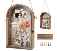BlyeMichdi Cadre Profond en Bois à Remplir, Cadre Photo Vitrine en Bois 3D avec Dos en Lin Doux, Profondeur 8 cm, Cadre de Boîte d'Ombre pour Photos, Médailles, Souvenirs, 25,2 × 10,3 × 41 cm