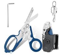 Blyxon Ciseaux Multifonctions 6-en-1 pour Urgences, Ciseaux de Trauma Tactiques Pliants, Outils de Cisailles de Sauvetage pour Camping avec Étui Utilitaire (bleu)