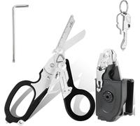 Blyxon Ciseaux Multifonctions 6-en-1 pour Urgences, Ciseaux de Trauma Tactiques Pliants, Outils de Cisailles de Sauvetage pour Camping avec Étui Utilitaire (noir)
