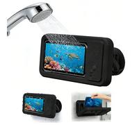 Blyzor Support De Téléphone De Douche Étanche avec Haut-Parleur, Support De Téléphone De Douche avec Bluetooth sans Fil pour, Support Rotatif Réglable À 360° pour Miroir De Salle De Bain(Black)
