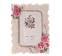 BM-016 Cadre photo décoratif style baroque romantique style maison de campagne Rose Taille photo 10 x 15 cm Blanc