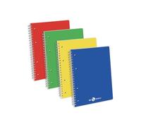 BM BeMore 0121606, Bloc à spirales avec trous Format A5, ligné 5 mm, carreaux 5 mm, papier 80 g/m², lot de 5 pièces, couleurs assorties