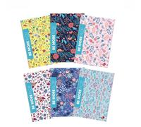 BM BeMore FLOR Maxi Cahier A4 - Rigatura Q, carreaux 5 mm avec marges pour les écoles primaires, moyennes et supérieures - Lot de 10 pièces avec couvertures florales scintillantes - 96 pages, papier