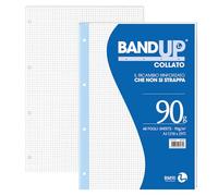 BM BeMore Lot de 10 blocs collés L/L renforcés avec trous 0106435, bloc collé, format A4, lignes 4 mm, carreaux 4 mm, 40 feuilles