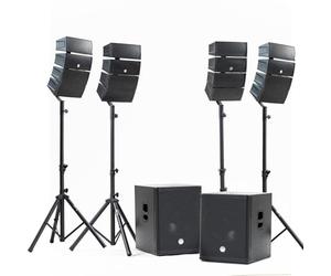 BM Bmsonic Pack Sonorisation DJ Complet 2400W BMS-15-ARRAY-BT, 2 Caissons de Basses 38cm, 4 Enceintes Satellites, USB/Bluetooth, Supports et Câbles Inclus