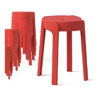 BM Home 12 Tabourets Gigognes Empilables Tab-Rouge en Plastique, Légers pour la Maison, Salle de Classe, Cuisine, Jardin, Rouge