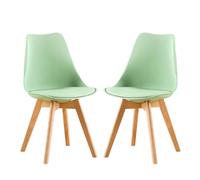 BM Home 2 Chaises Tulipes Salle à Manger Scandinaves, Pieds en Bois de Hêtre Massif, Couleur Verte, Style Nordic