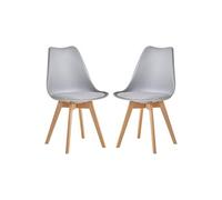 2 Chaises Tulipes Salle à Manger Scandinaves Bm Home Salle de Bureau, Pieds en Bois de Hêtre Massif, Couleur GRIS