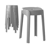 BM Home 4 Tabourets Gigognes Empilables Tab-Gris en Plastique Gris, Légers pour la Maison Salle de Classe, Cuisine, Jardin