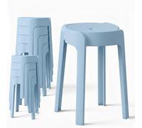 BM Home 8 Tabourets Gigognes Empilables en Plastique Tab-Bleu-Pastel, Légers pour la Maison, Salle de Classe, Cuisine, Jardin