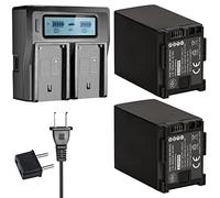 BM Lot de 2 batteries BP-828 et chargeur de batterie Deluxe Dual Bay pour Canon VIXIA HF G40, HF G50, HF G60, HF G70, XA40, XA45, XA50, XA55, XA60, XA65, XA70, XA75, XA10, XA111 , XA15 , XA20, XA25,