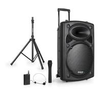 BM Sonic Enceinte Sono Portable 15" 800W USB/BT/REC + 2 Micros VHF + Pied + Clé USB 32 Go PORT15VHF-BT