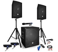 BM Sonic Pack Sono 2200W Enceintes 12"" Caisson 15"" Pieds Micro UHF USB Bluetooth Câbles Clé USB 32Go
