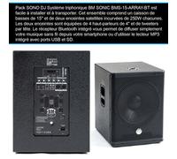 BM Sonic Pack Sono DJ 1200W Caisson 38cm Enceintes Satellites Bluetooth USB 2 Micros Sans Fil Table Mix Noir