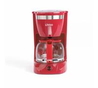 BM TOOLS Cafetière électrique LIVOO DOD163R - finition Rouge, capacité de 1.25L / 12 tasses, Verseuse en verre avec système anti-gouttes