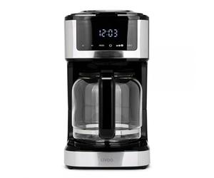 BM TOOLS Cafetière électrique programmable Livoo DOD208 15 tasses, 1,8L, filtre réutilisable, fonction programmation, Noir