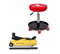 BM TOOLS Chariot de Garagiste pivotant réglable & Cric Rouleur Hydraulique Compact Dunlop 2T - Supports Outils, Réparation Auto