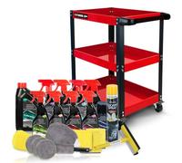 BM TOOLS Chariot de Servante 3 Étages sur roulettes et Kit Nettoyage Auto Complet 21 Pièces Vanille Dunlop (Shampoing, Micro, ..)