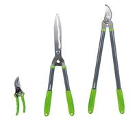 BM TOOLS Lot 3 Outils de Jardinage coupants Sécateur 8 Cisaille Haies, Coupe Branches Lame en Acier