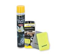 BM TOOLS Pack Chiffon Microfibre 35x40cm 300gsm et Spray Cockpit 750ml Vanille Dunlop - Nettoyant Intérieur, Parfum Doux, Brillant