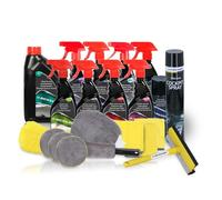 BM TOOLS Pack Complet Nettoyant Intérieur/Extérieur pour Voiture 21 pièces Dunlop Neutre - Shampoing, Nettoyant, Brosse, Microfibres