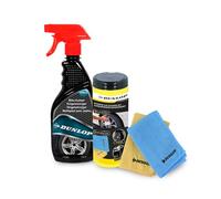 BM TOOLS Pack Lingettes Microfibre 35x35cm et Nettoyant Jantes 500ml Dunlop - Élimine Poussière Frein, Nettoyage sans Traces Auto