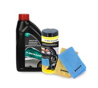 BM TOOLS Pack Lingettes Microfibre 35x35cm et Shampooing Lavage Cirage 1L Dunlop - Nettoie Protège, Brillance Auto, sans Traces