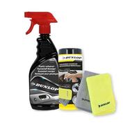 BM TOOLS Pack Nettoyant Plastique 500ml et Chiffon Microfibre Dunlop - Rénovateur Voiture Intérieur Extérieur, Restaure Brillance