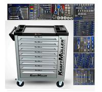 BM TOOLS Servante Atelier Kraftmuller Entretien Auto Garage Véhicule XL 8 tiroirs 309 Outils + clé Dynamo, Kit Extraction Filtre à Huile