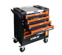 BM TOOLS Servante d'atelier Mécanique 9/7 Monster Orange 7 tiroirs Pleins, Tiroir en façade - 257 Outils - Chariot sur roulettes