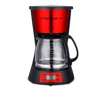 BM TOOLS Techwood Cafetière Programmable TCA-1285 Rouge 1,5L 12 Tasses 1000W Écran LCD Filtre Permanent
