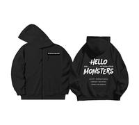 BM World Tour Hello Monsters sweat à capuche 2025 BABY-MON-S7ER K-pop Support imprimé Merch coton sweat(B black-Fleece,M)
