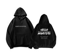 BM World Tour Hello Monsters sweat à capuche 2025 BABY-MON-S7ER K-pop Support imprimé Merch coton sweat(A black,S)