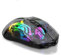 BM530 Souris sans fil Bluetooth à trois modes, transparente, RVB, recharge lumineuse, souris de jeu e-sport filaire, noire