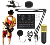 BM800 Microphone Du Condenseur - Plug And Play Recording Microphone Kit Avec Carte Audio | Étudier L'équipement Pour Le Streaming, Le Podcast Et L'écran De Support Et De Filtre En Direct, Résistant Au