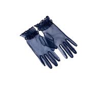 bmactosh Gants courts en tulle pour femme - Accessoires de fête de bal de fin d'année, de mariage, bleu marine, taille unique