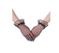 bmactosh Gants courts en tulle pour femme - Accessoires pour thé dansant, bal de fin d'année, soirée, mariage - Gants de mariée, noir, One Size