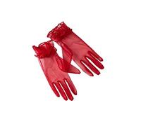 bmactosh Gants courts en tulle pour femme - Accessoires pour thé dansant, bal de fin d'année, soirée, mariage - Gants de mariée, rouge foncé, One Size