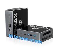 BMAX Mini PC B4Turbo, Intel N150 13th génération Twin Lake (jusqu'à 3,6 GHz) 16 Go So-DIMM DDR4 512 Go M.2 2280 SSD, Mini Ordinateur de Bureau, Triple écran, HDMI ×2, Type-C, Wi-FI 5, Bluetooth 5.0
