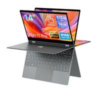 BMAX Ordinateur Portable 2 en 1 Intel N150 CPU Écran Tactile 16Go RAM 512Go SSD PC Portable Convertible 360° Win 11 Laptop Clavier Rétroéclairé BT5.0, Type C, USB 3.2 Film du Clavier Français