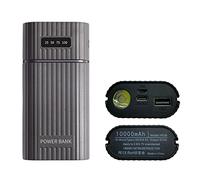 BMBN DIY 18650 Power Bank, DIY Power Bank 2X 18650 18700 20700 21700 Kit de boîtier de Batterie Chargeur USB Universel avec Lampe de Poche LED pour Smartphone Noir