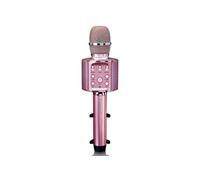 Lenco BMC-090 - Microphone karaoké - Bluetooth V4.2 - avec Station d'accueil pour Smartphone - 5 Watt RMS - Effets Lumineux LED - Batterie intégrée de 1200 mAh - Android et iOS - Rose