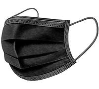 BMC TECH - Lot de 50 masques jetables emballés individuellement - 3 plis - Noir - Lot de 50 masques pour nez et bouche avec matériau à 3 couches, boucles d'oreilles élastiques et design universel